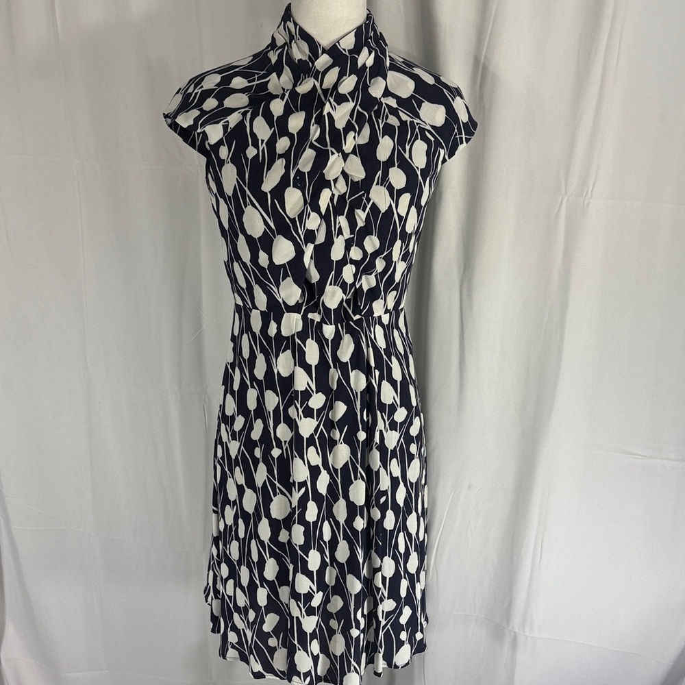 The Fold London  Navy and White Women's Midi Dress Size 6 - Picture 3 of 11